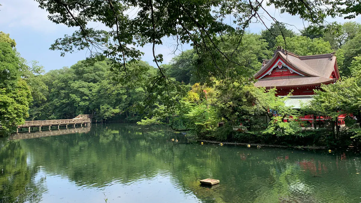 이노카시라공원(井の頭恩賜公園)의 연못과 벤텐도(弁財天)