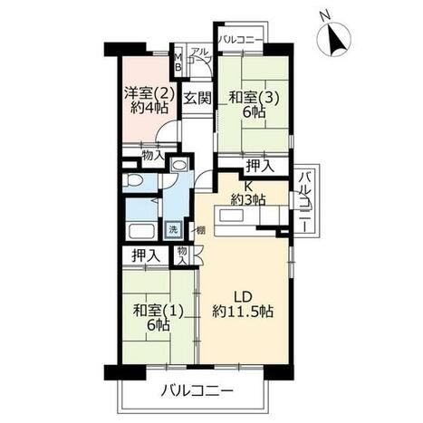 미사토시 | 미사토 역 도보 7분 거리 | 3LDK | 71.33㎡ | 124,400엔 대표 이미지