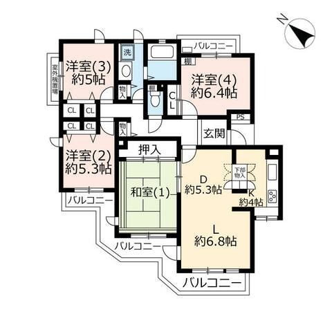 요코하마시 | 히가시야마다 역 도보 9분 거리 | 4LDK | 98.49㎡ | 162,600엔 대표 이미지