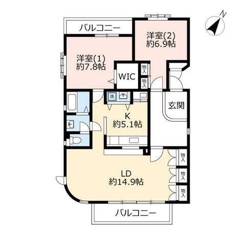 이나기시 | 이나기 역 버스 6분 거리 | 2LDK | 89.89㎡ | 126,000엔 대표 이미지