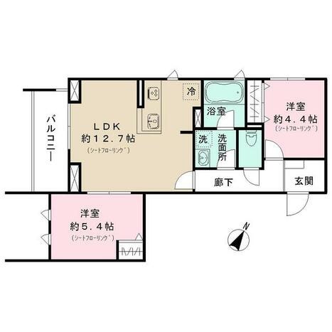 신주쿠구 | 도에이 오에도선 와카마츠카와다 역 도보 3분 거리 | 2층 | 2LDK | 52.48㎡ | 260,000엔 대표 이미지