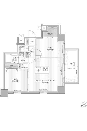 도쿄도신주쿠구 | 도에이 신주쿠선 아케보노바시역 도보4분 | 8층 2LDK 56.48㎡ | 월 299,000엔 도면