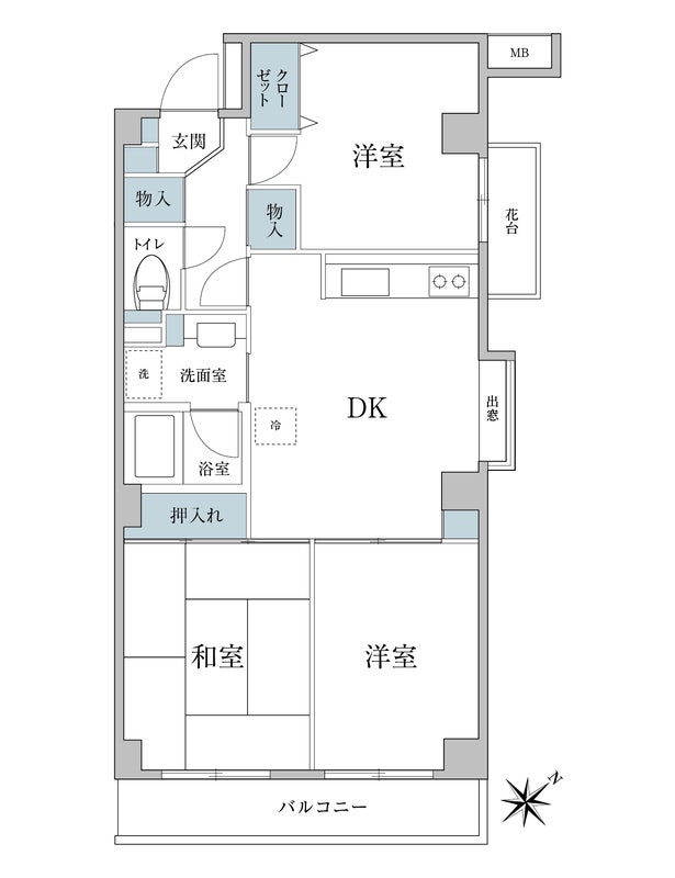 도쿄도신주쿠구 | JR 야마노테선 다카다노바바역 도보8분 | 2층 3DK 54.5㎡ | 월 163,000엔 도면
