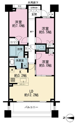 도쿄도신주쿠구 | 도에이 오에도선 고쿠리츠쿄기조역 도보7분 | 2층 3LDK 74.04㎡ | 월 455,000엔 도면