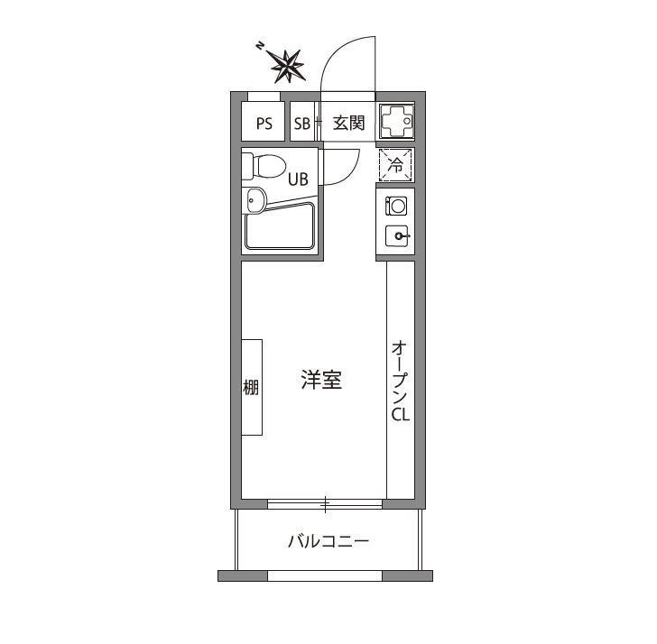 도쿄도세타가야구 | 도큐 세타가야선 카미마치역 도보9분 | 3층 1R 16.24㎡ | 월 74,000엔 도면