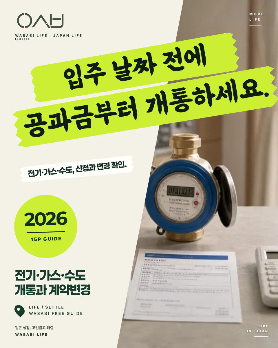 일본 전기·가스·수도 개통과 계약변경 2026 썸네일